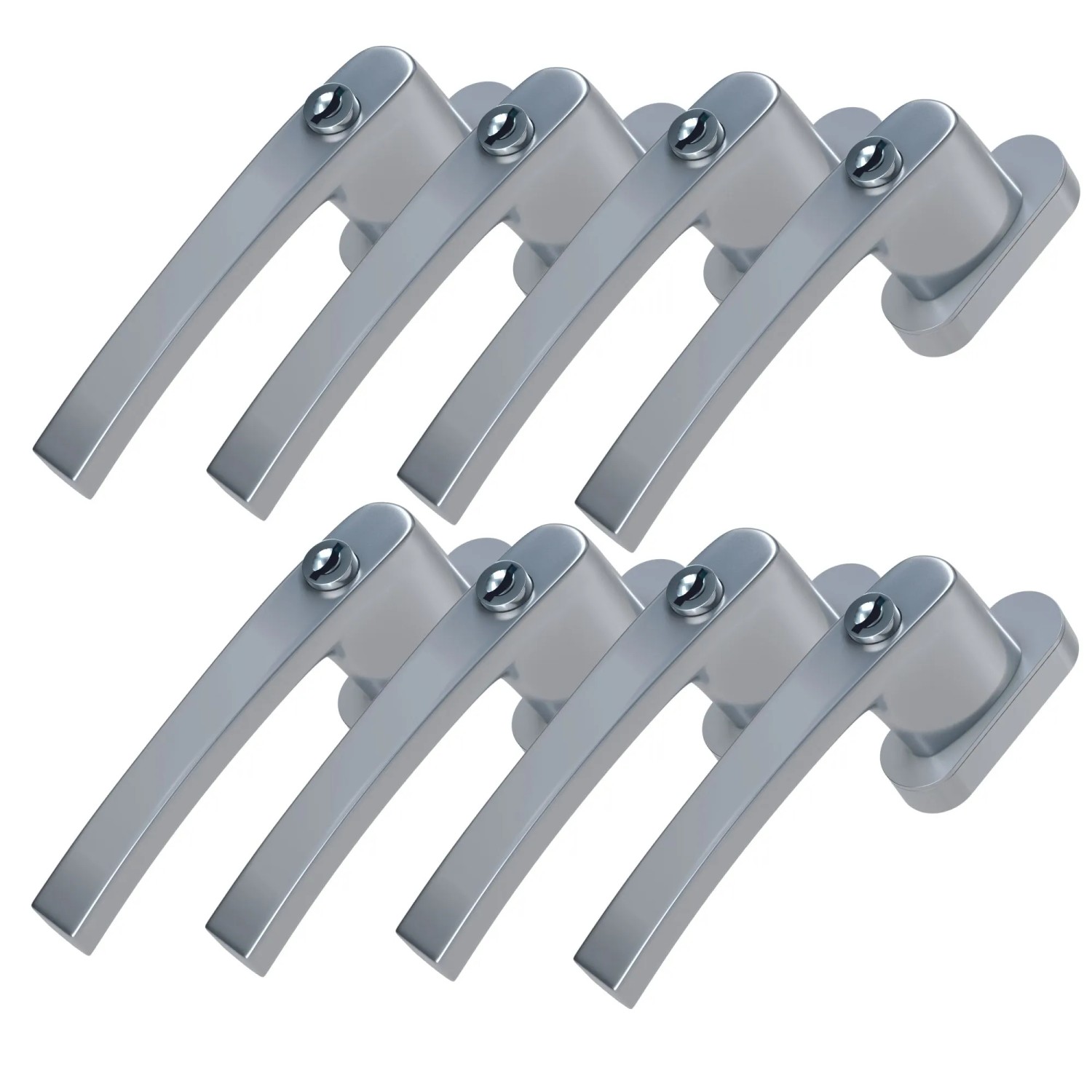 Basi - Fenstergriff - FG 503 - Abschließbar - 8er Set - inkl. 1 Schlüssel je Fenstergriff - Gleichschließend - Silber - 8X7553-0000