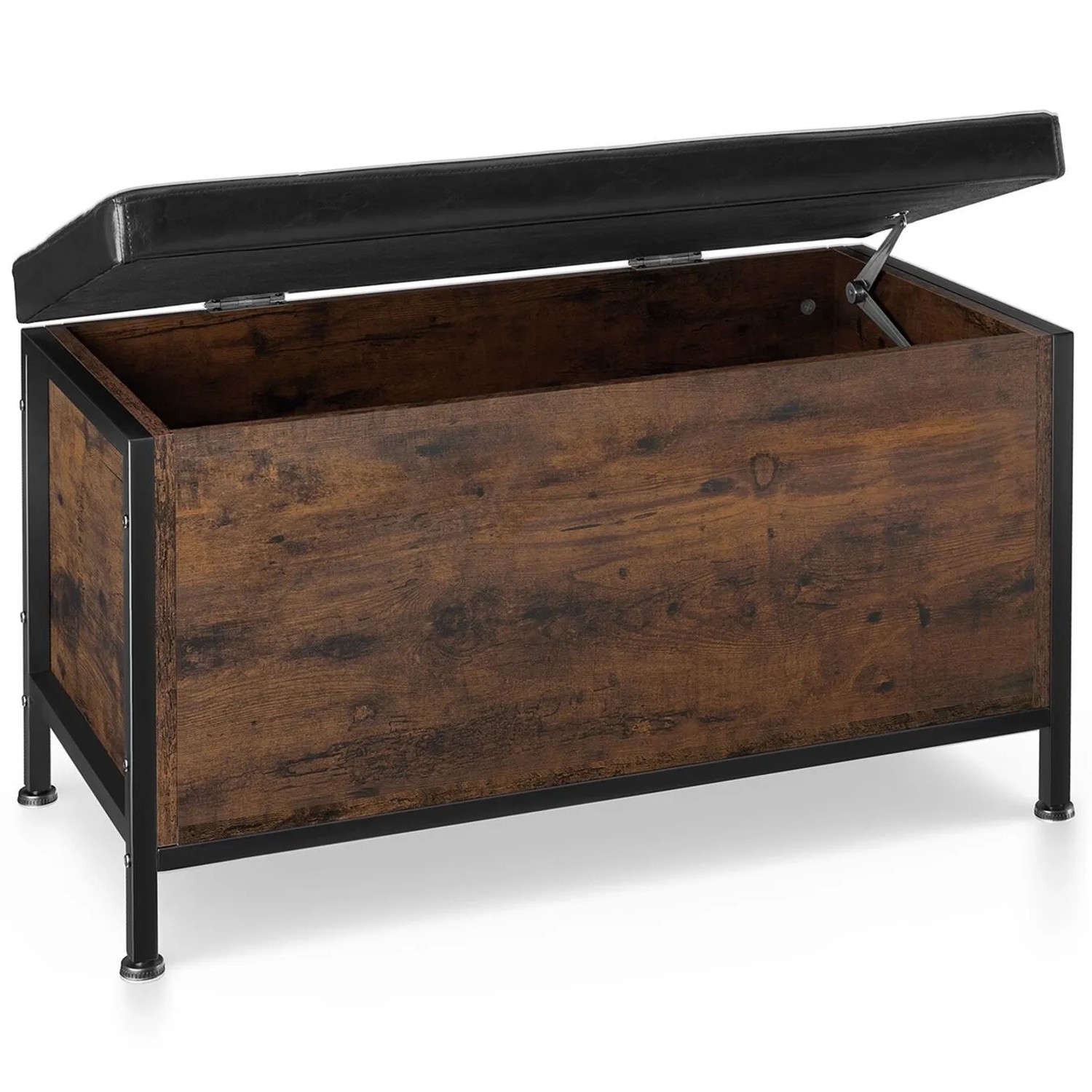 Tectake Sitztruhe Calico Industrial Style 81 5 x 41 5 x 50 5 cm  81 50 x 41 50 x 50 50 cm Industrial Holz Dunkel  Rustikal