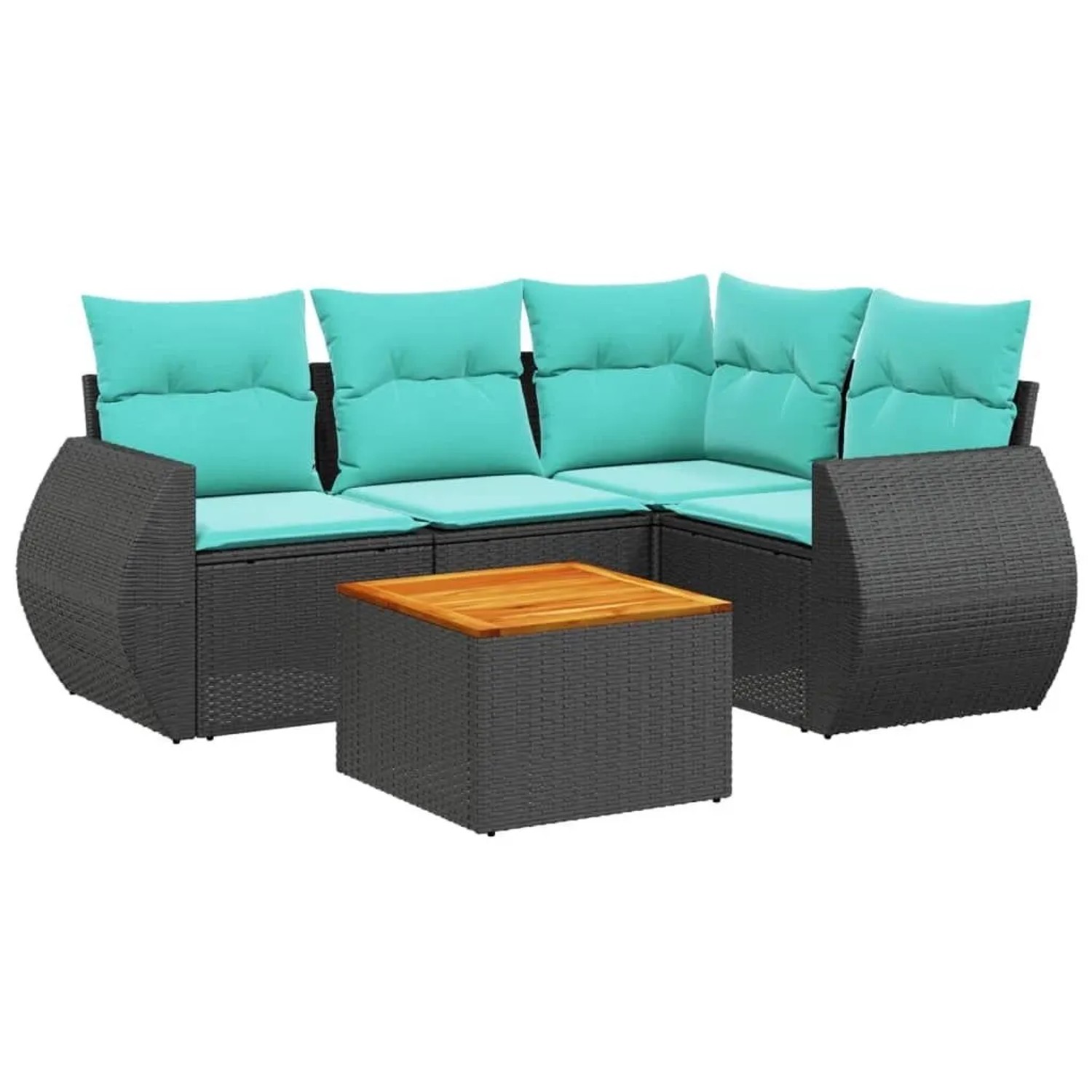 vidaXL 5-Tlg Gartensofa-Set mit Kissen Schwarz Polyrattan 3224986 günstig online kaufen
