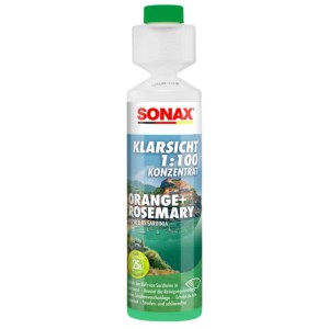 Sonax Klarsicht 1:100 Konzentrat Orange & Rosemary, 250ml Flasche für die Autopflege.