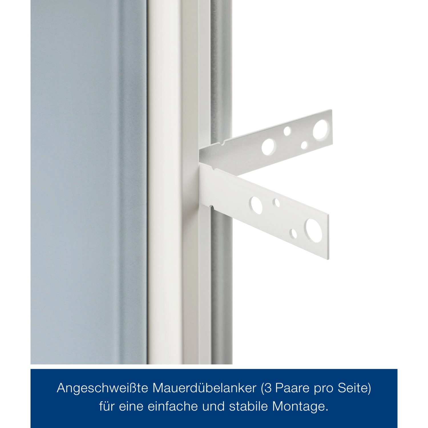 Detailaufnahme ZK-Tür-Element mit Eckzarge und Mauerankern für einfache Montage.