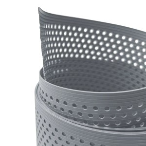 zaunzu Sichtschutz Rille gelocht, Fenstergrau, 26m Rolle für Doppelstabmattenzaun.