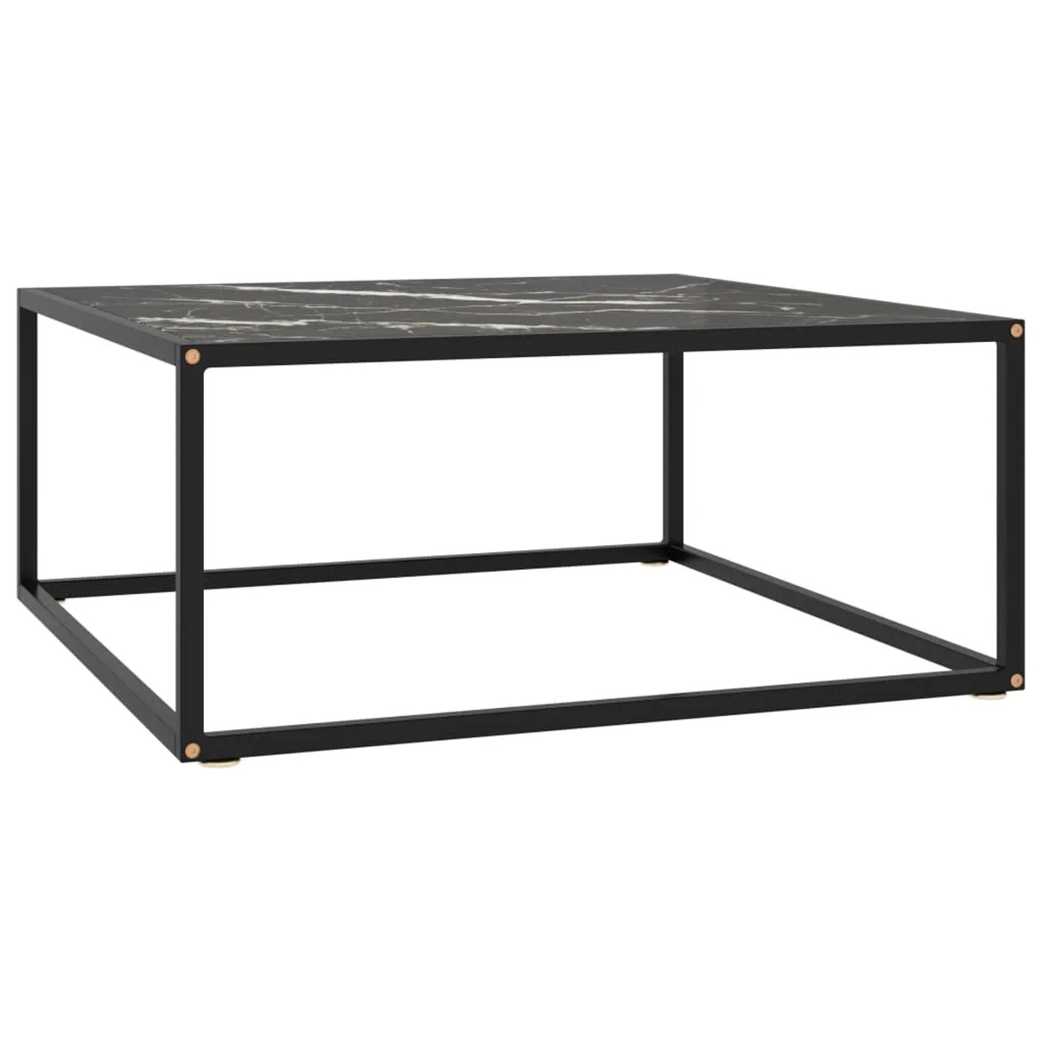 vidaXL Couchtisch Schwarz mit Schwarzem Glas in Marmor-Optik 80x80x35 322878