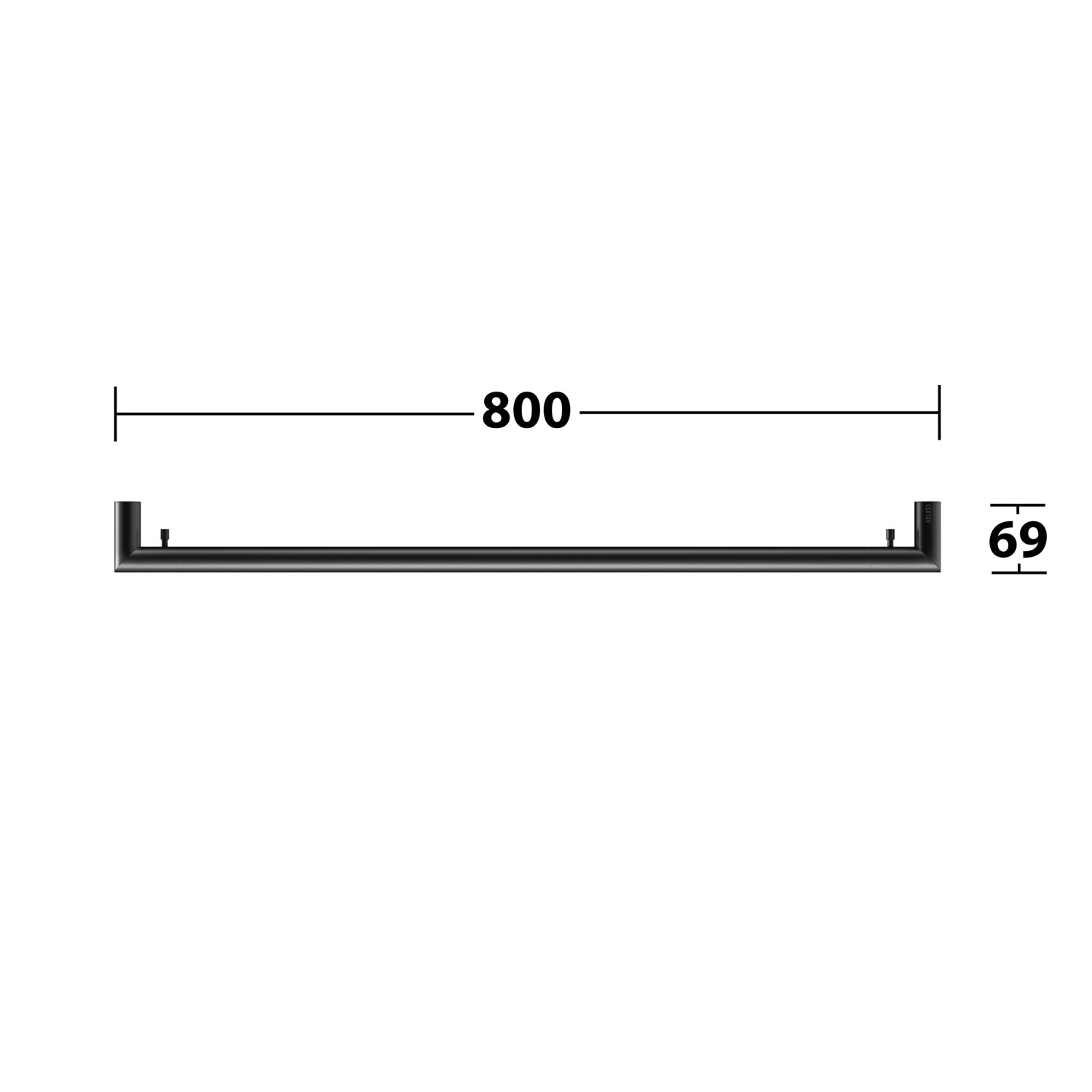 Keuco Reva Black Badetuchhalter, 80cm, mit 2 Haken, Schwarz-Matt, Maße