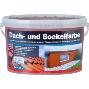 Eimer Dach- und Sockelfarbe in Ziegelrot, 5 Liter. Für Innen und Außen.