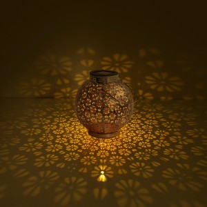 Näve LED-Deko-Solarleuchte, silbernes 2er-Set (18 cm), mit floralen Lichtmustern.