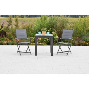 Merxx Florenz 3-tlg. Gartenmöbel-Set mit Klappsesseln und Ausziehtisch (65/130x65 cm).