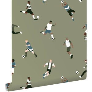 ESTAhome Tapete Fußballspieler Dunkelgrün 50 x 900 cm
