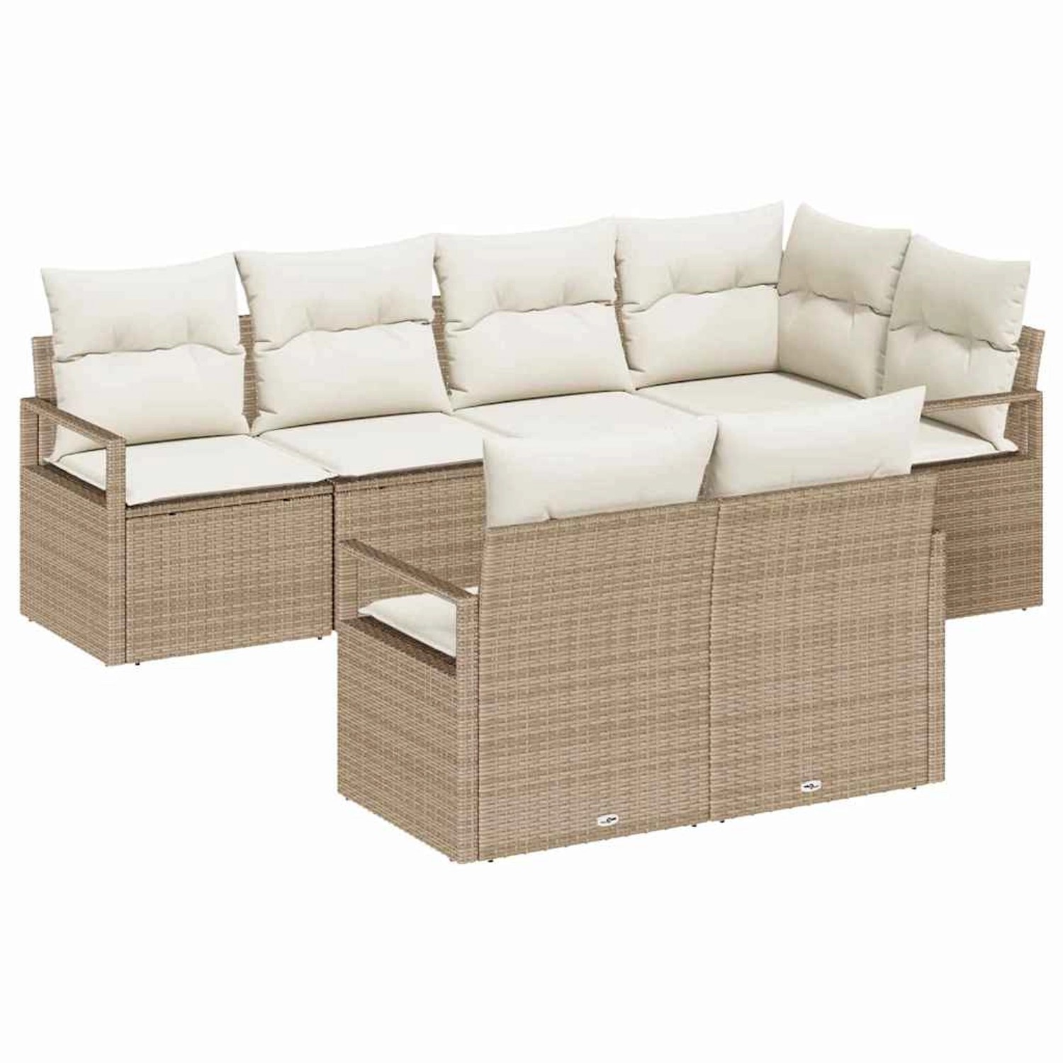 vidaXL Garten-Sofa-Set 7-Tlg Beige Poly Rattan 3346421 günstig online kaufen