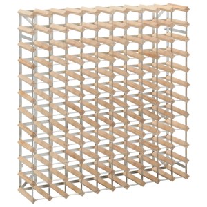 VidaXL Weinregal für 120 Flaschen aus Kiefernholz und Stahl, ideal zur Weinlagerung.