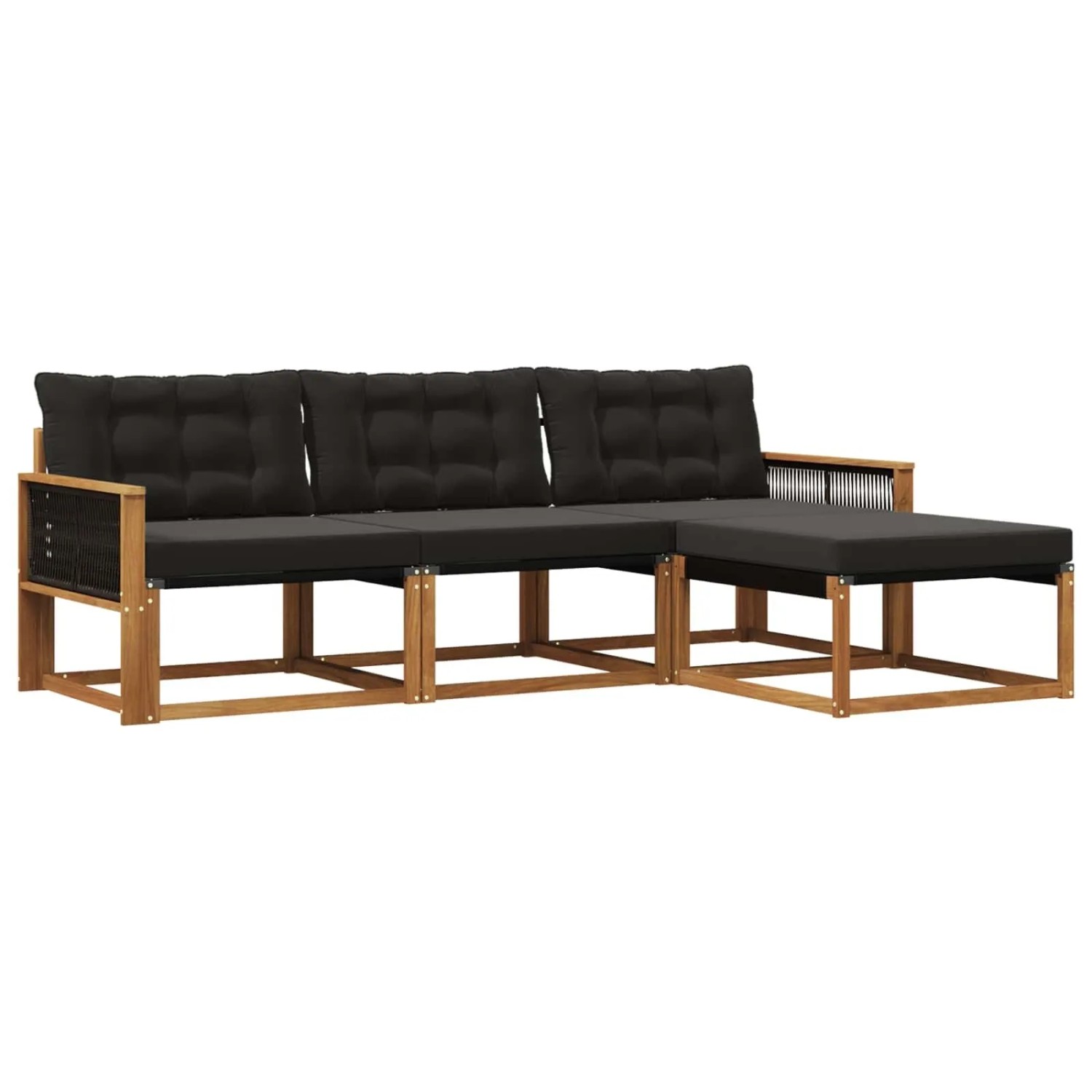 vidaXL Outdoor-Sofagarnitur mit Kissen 4 Stk Natur und Schwarz 3381344