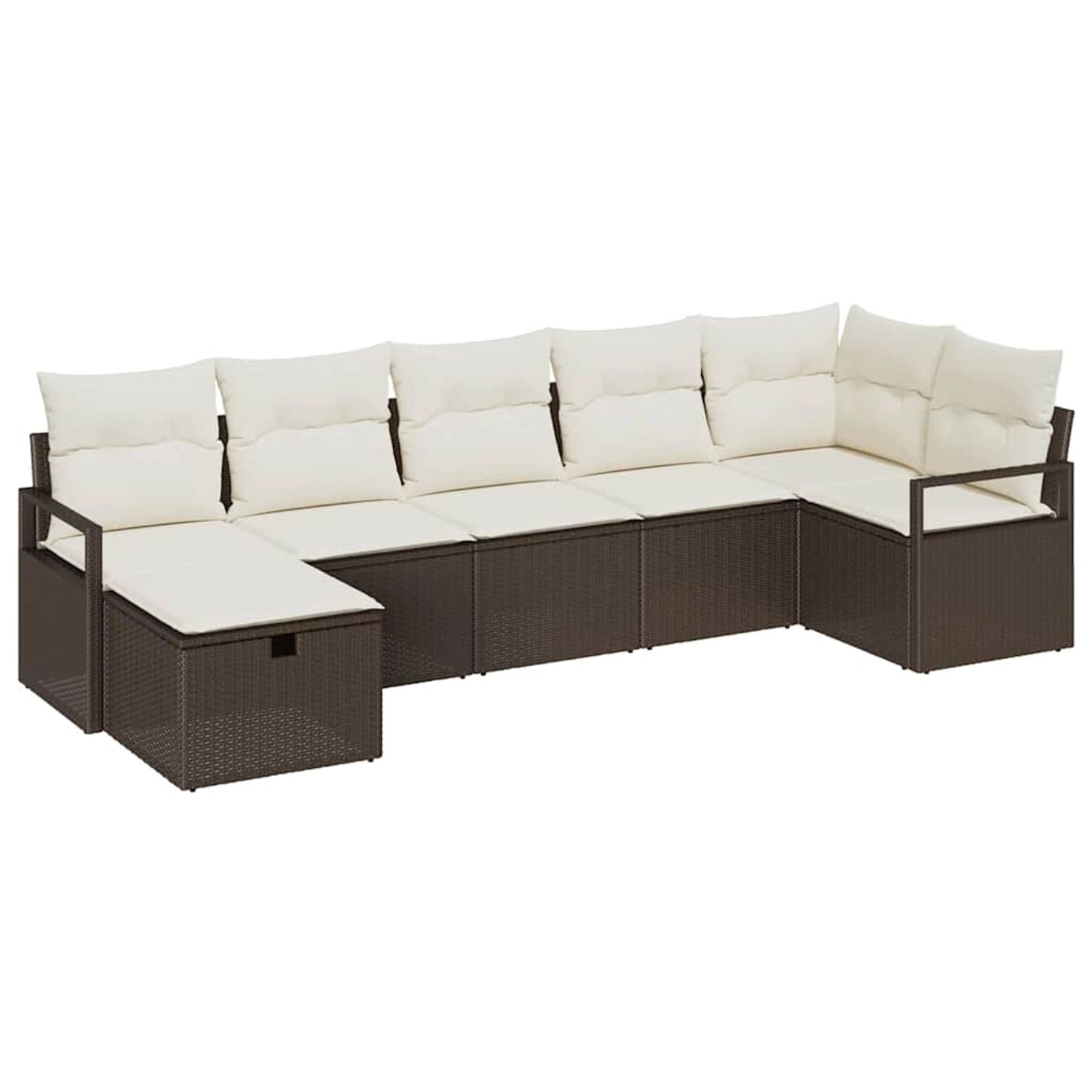 vidaXL 7-Tlg Garten-Sofagarnitur mit Kissen Braun Poly Rattan 3360529 günstig online kaufen