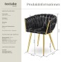 2er Set Tectake Esszimmerstühle Astano, schwarz mit goldenen Beinen und Samtbezug.