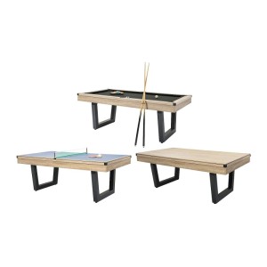 Multifunktionstisch Melian: Billard, Tischtennis & Esstisch. Schwarz, Naturfarben Hell, 213.4 cm für Spiel & Spaß.