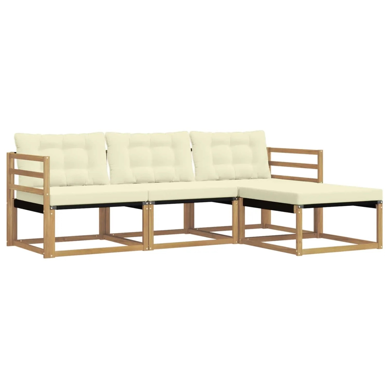 vidaXL Outdoor-Sofagarnitur mit Kissen 4 Stk Weiß und Creme 3388552