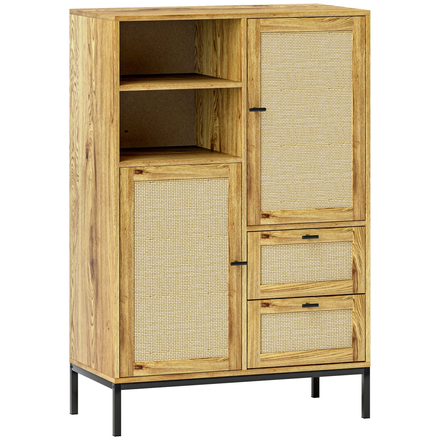 Thumbnail - HOMCOM Aufbewahrungsschrank MDF Rattan Naturholz 80L x 40B x 120H cm