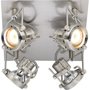 LED-Spot Dusino 4er, Nickel matt, mit vier Strahlern. Deckenleuchte für Wohn- und Schlafräume.