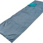 Geöffneter, grau-blauer Happy People Reise-Schlafsack aus Polyester. Ideal für Camping & Reisen.