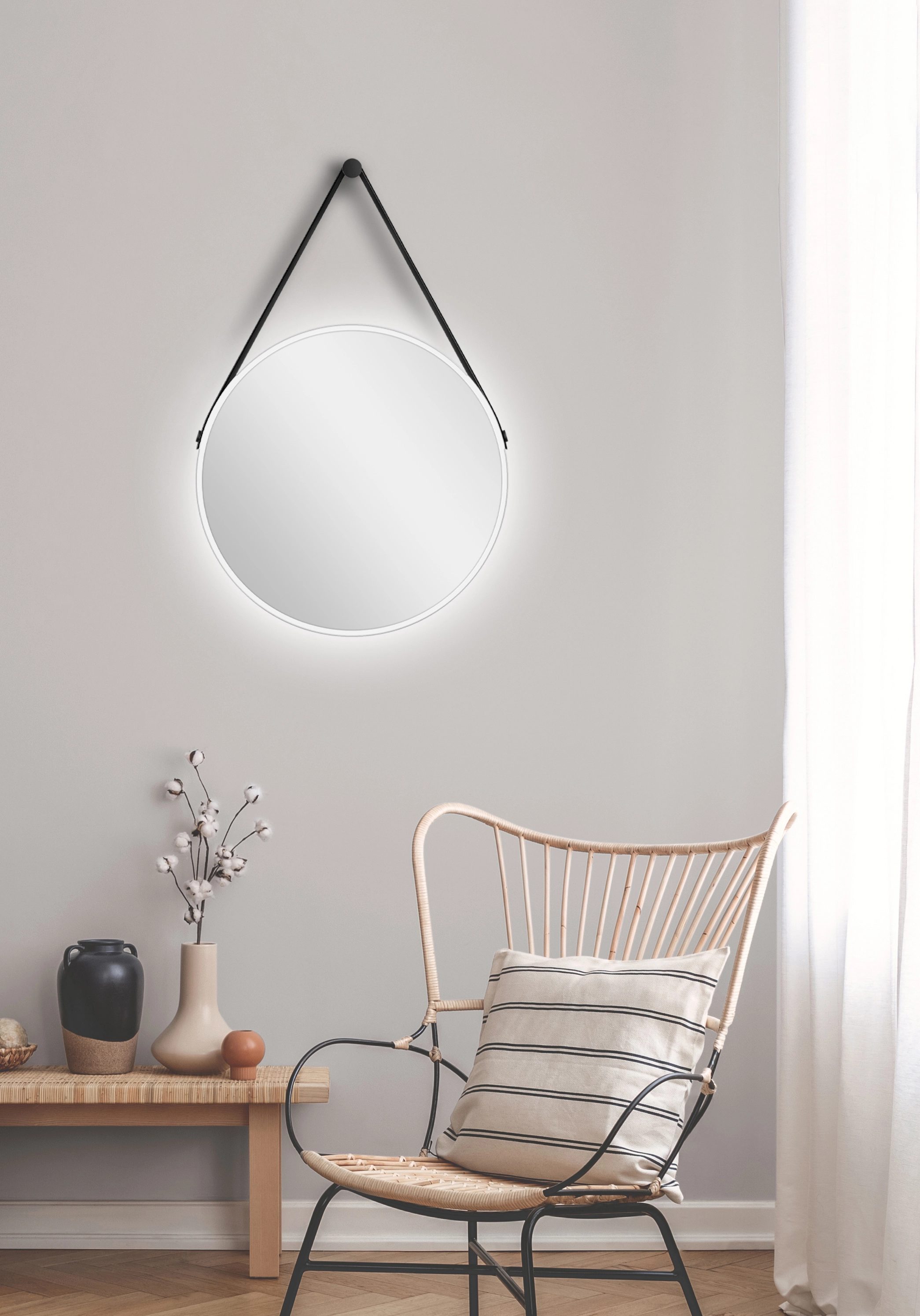 DSK Design LED-Lichtspiegel Silver Barbier Ø 50 cm Weiß Matt Rund kaufen  bei OBI