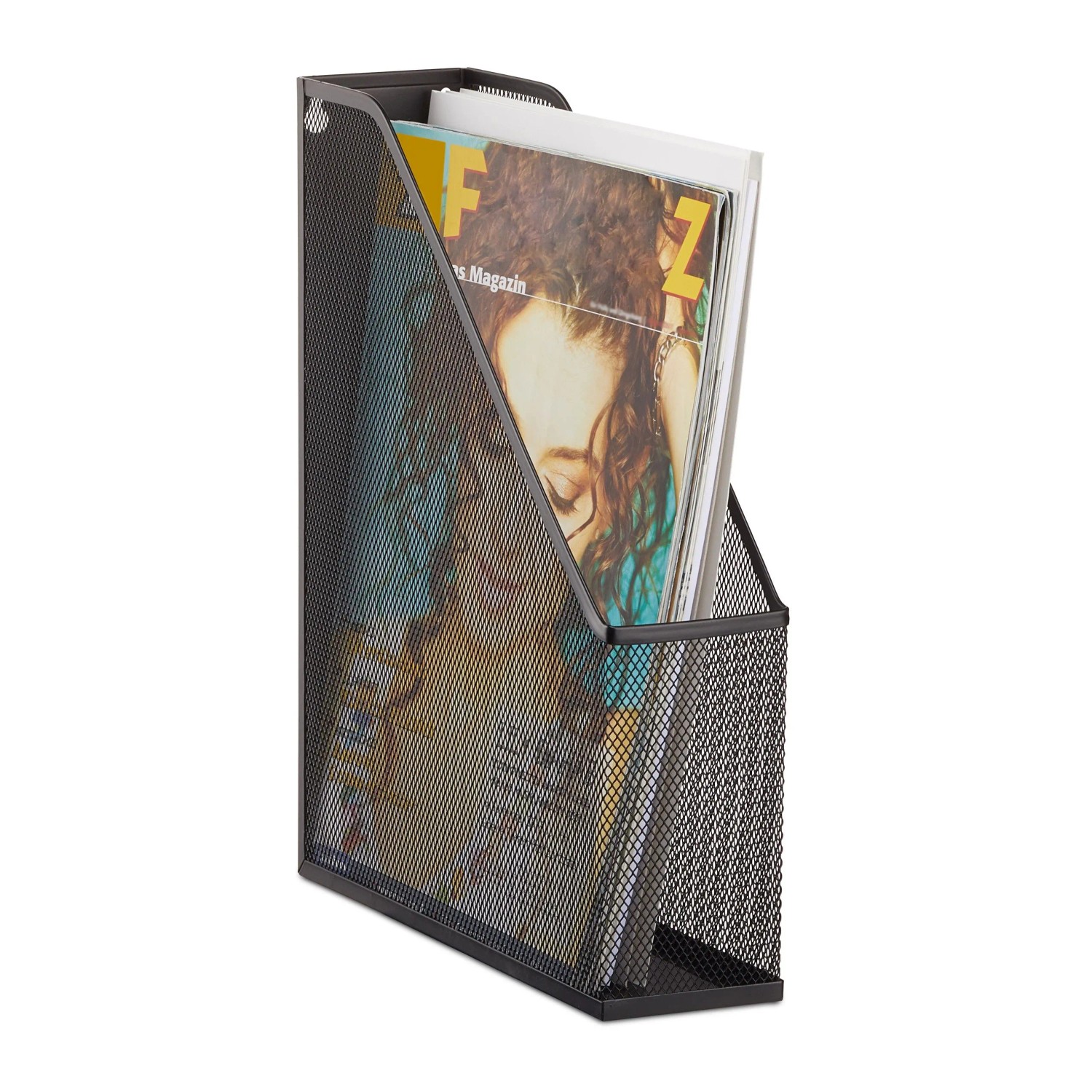 Relaxdays Stehsammler A4 Metallgeflecht Schwarz Zur Wandmontage 31,5 cm x 7,2 cm x 25 cm 420 g