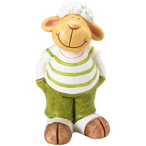 Grüne Deko-Figur Schaf, 40 cm, aufrecht stehend, für Garten und Balkon.