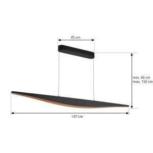 Lucande LED Clavit 10040113 Touchdimmer Dimmbar Modern in Schwarz aus Metall 1-flammig Touch Lampe Wohnzimmerleuchte