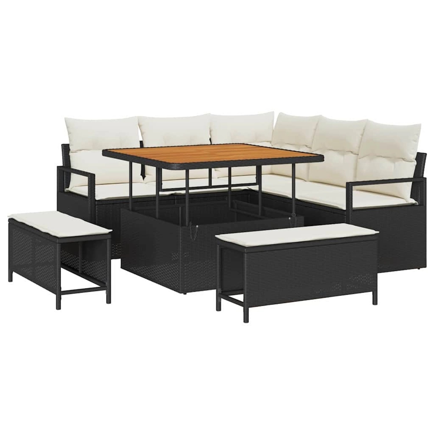 vidaXL Garten-Sofa-Set mit Kissen 8-Tlg Schwarz Poly Rattan 3362515 günstig online kaufen