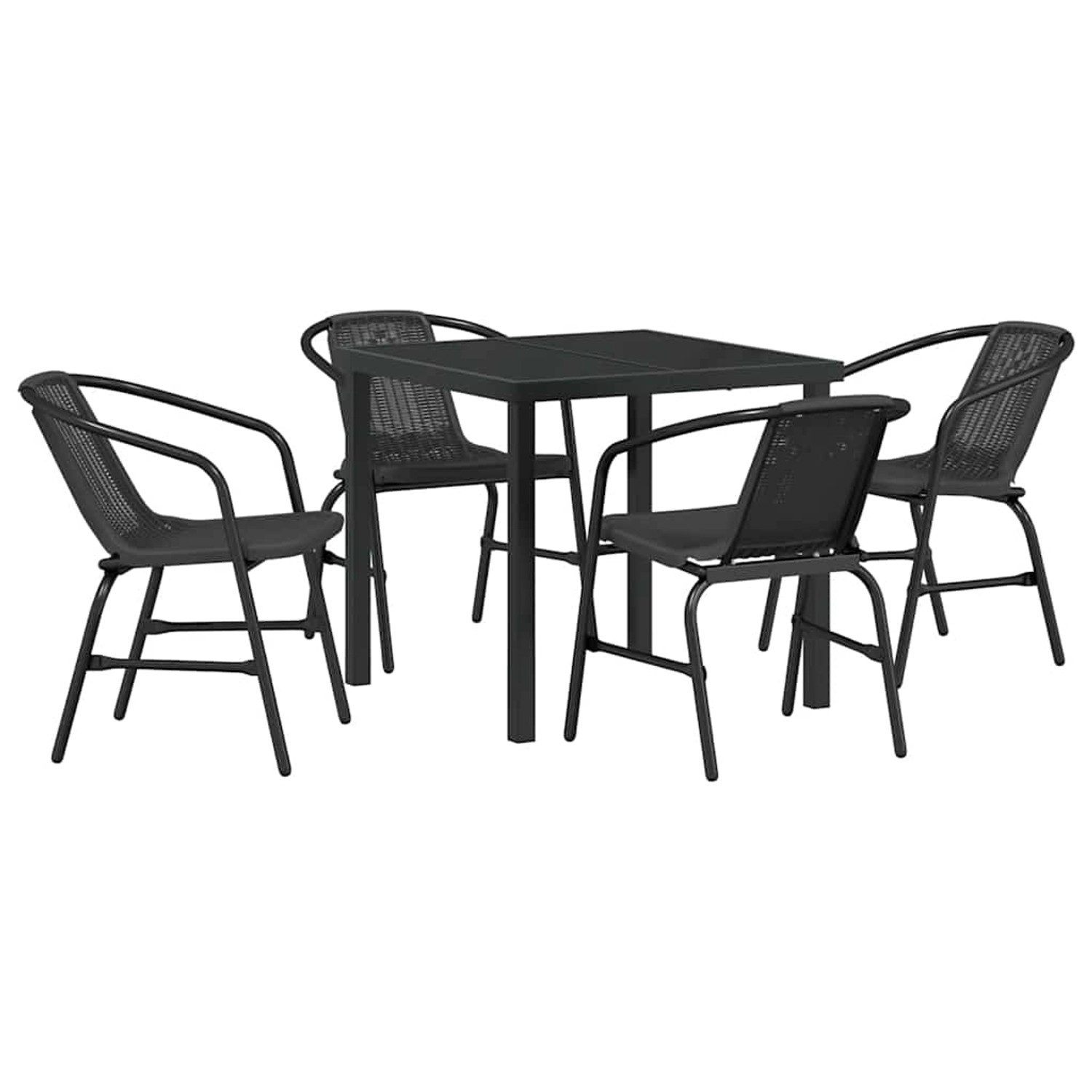 vidaXL Garten Essgruppe 5-Tlg Schwarz Poly Rattan 3379381 günstig online kaufen