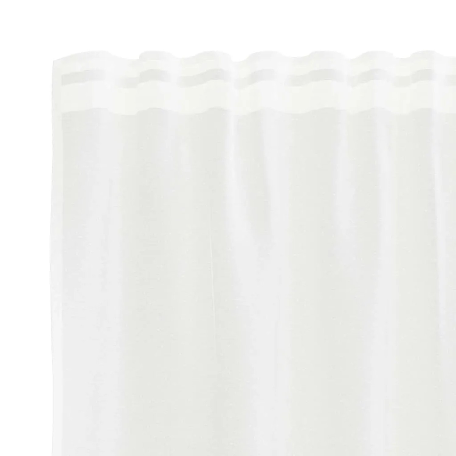 Weißer Spitzenvorhang aus Polyester, 200x80cm, mit transparenter Struktur und Aufhängung für Fenster.