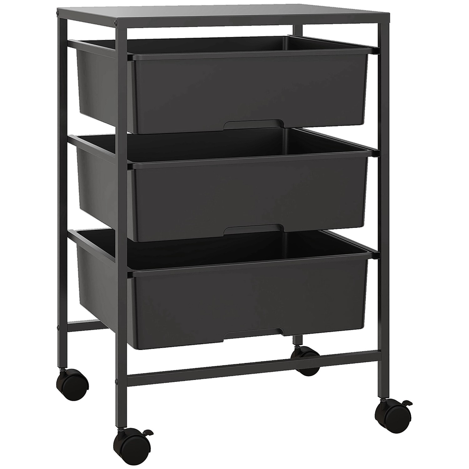 HOMCOM Rollwagen Stahl Kunststoff 40,8L x 33,5B x 60,5H cm Schwarz