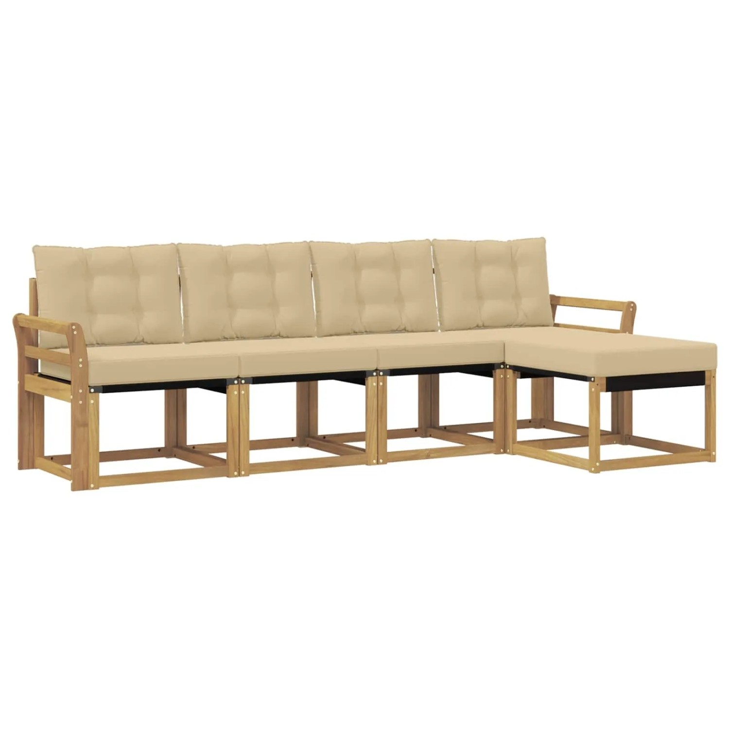 vidaXL Outdoor-Sofagarnitur mit Kissen 5-Tlg Weiß und Beige 3389383