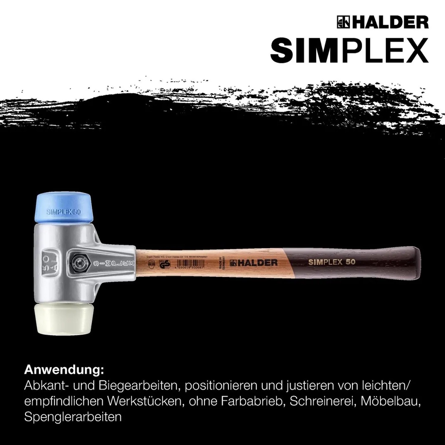 Halder Simplex Schonhammer Ø 40 mm TPE-soft Blau   Nylon mit Aluminiumgehäuse_5