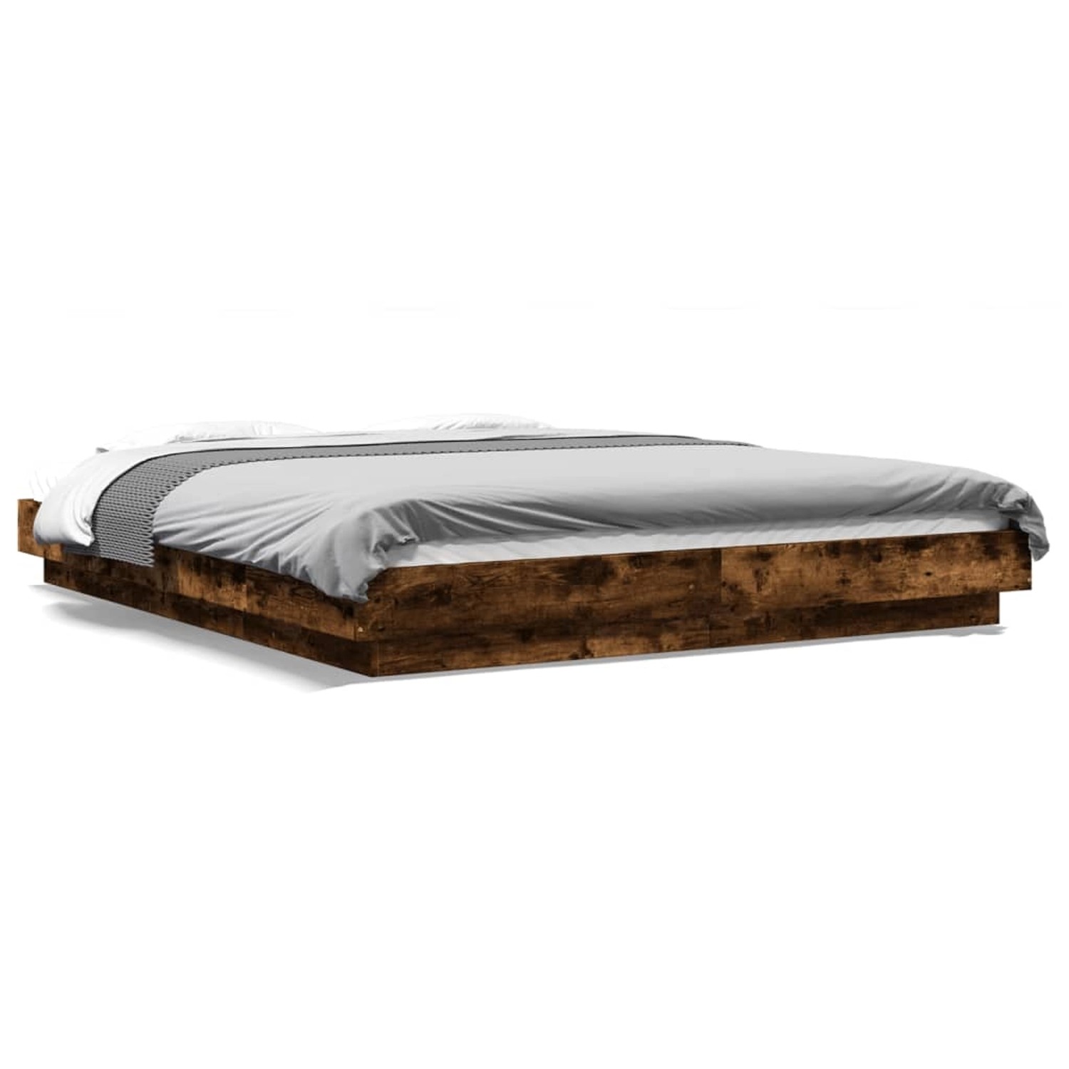 vidaXL Bettgestell mit LED Räuchereiche 150x200cm Holzwerkstoff 3281095 günstig online kaufen