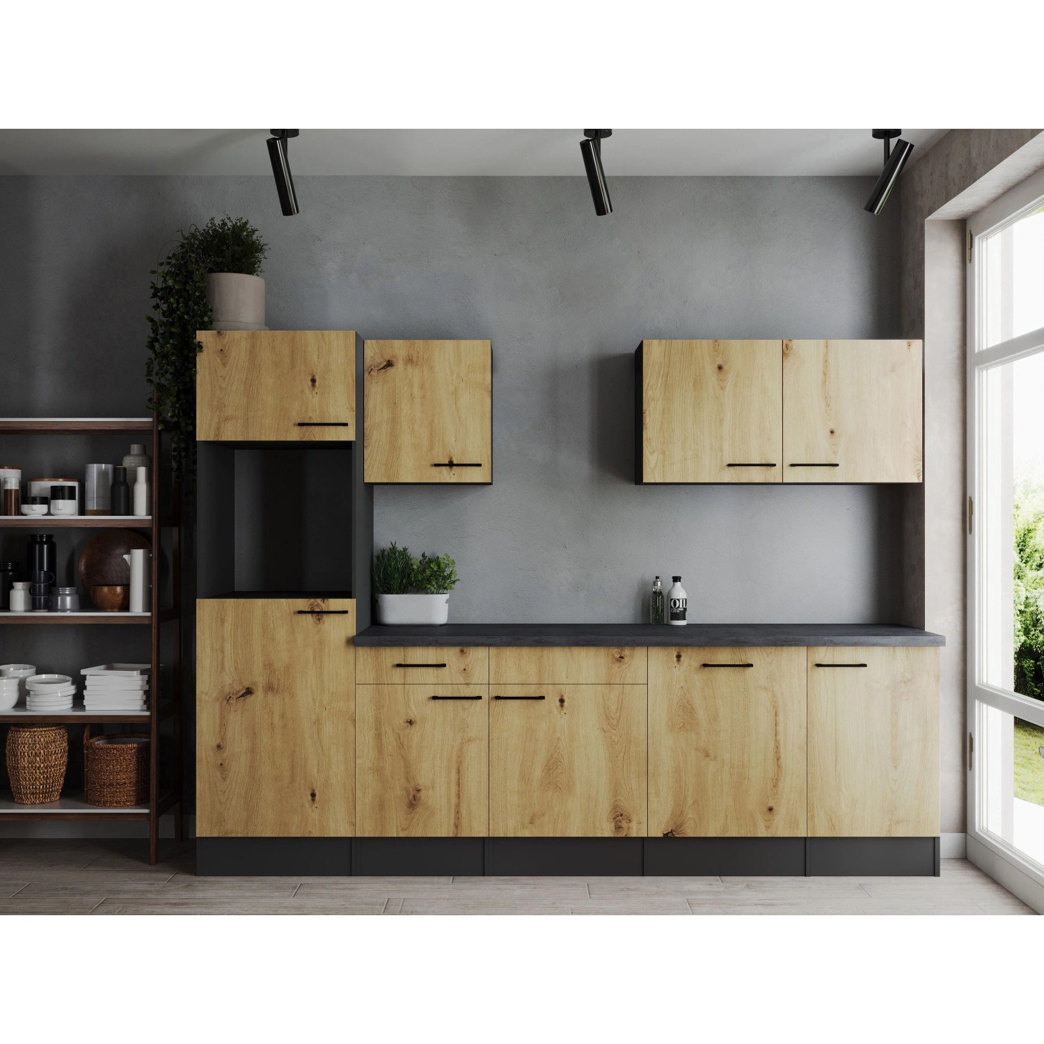 Respekta Küchenzeile Oliver 280 cm Artisan Eiche ohne E-Geräte