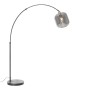 Elegante Bogenlampe Zuzanna in Schwarz/Gold mit Rauchglas für Innenräume.