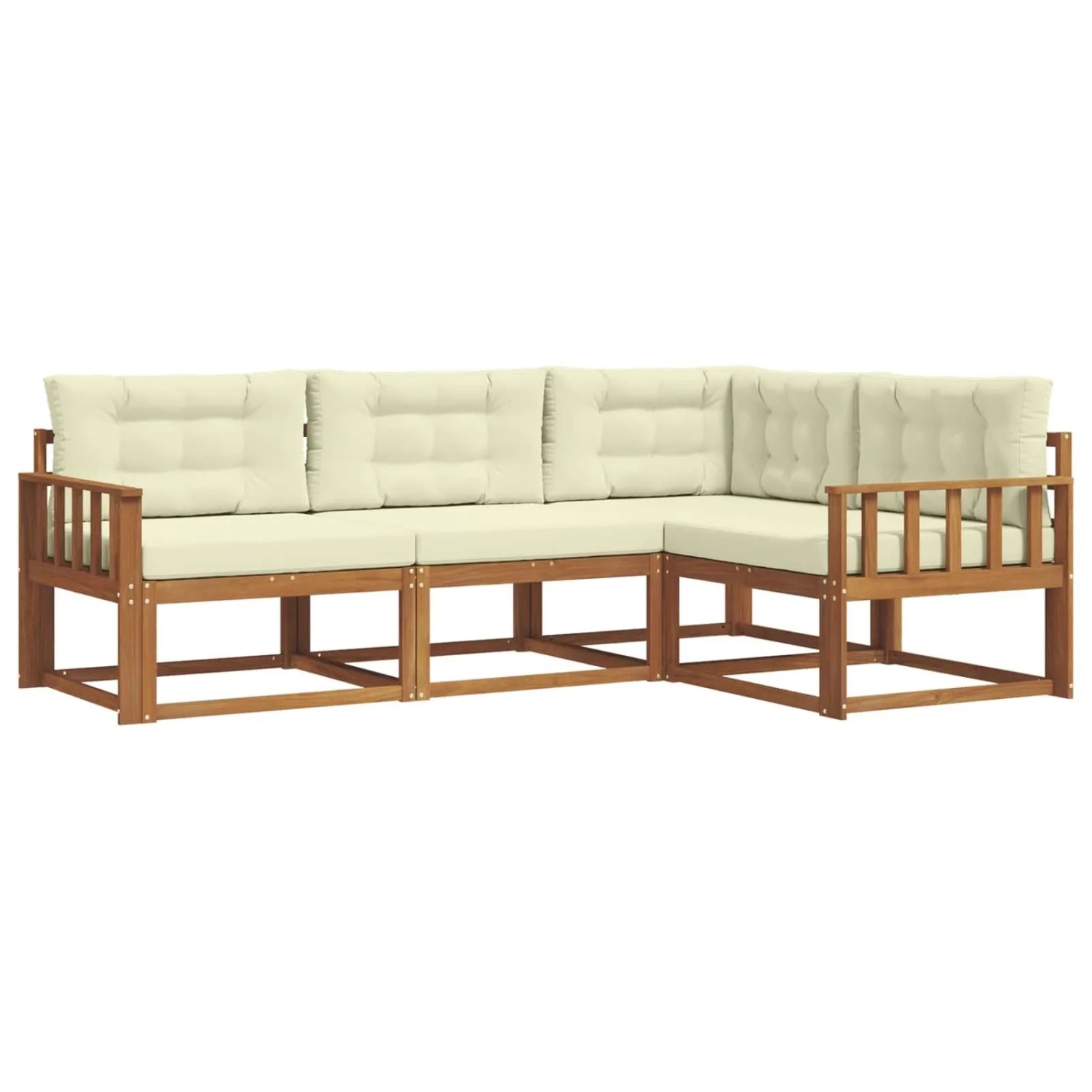 vidaXL Outdoor-Sofagarnitur mit Kissen 4-Tlg Natur und Creme 3367503