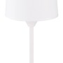 Weiße Globo LED-Tischleuchte Lunki mit Textilschirm, Metallfuß und Touchdimmer.