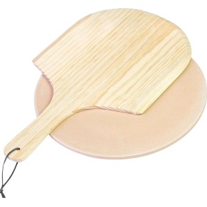 Char-Broil Pizzastein-Set mit Holzschieber, Ø 38 cm, für knusprige Pizza vom Grill.