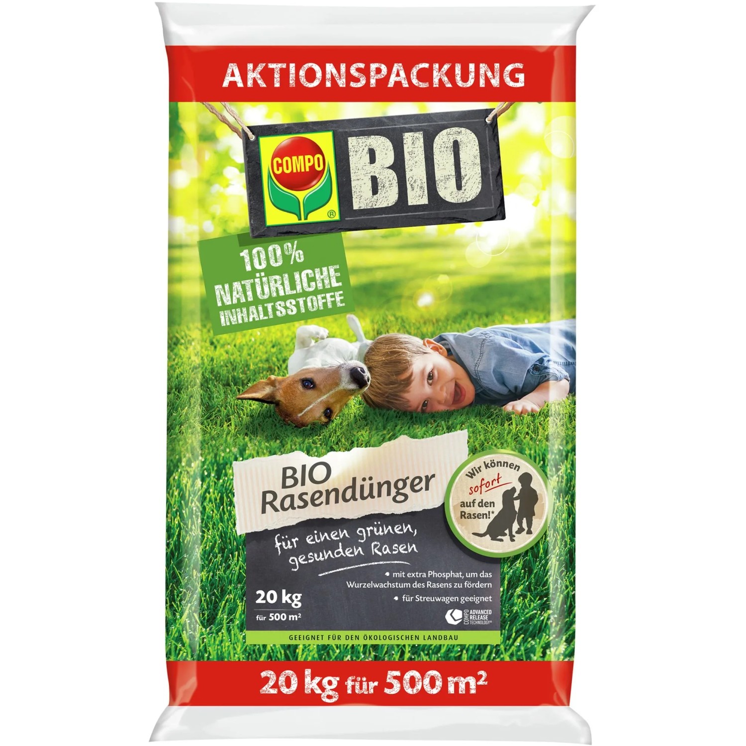 Compo Bio Rasendünger Aktion 20 kg