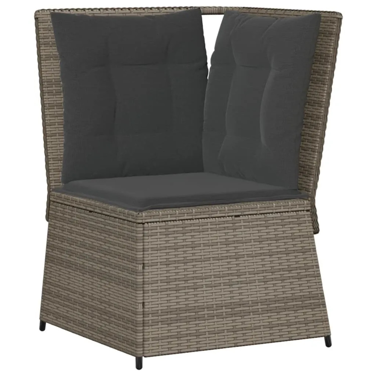vidaXL Garten-Ecksofa mit Kissen Grau Poly Rattan 368984