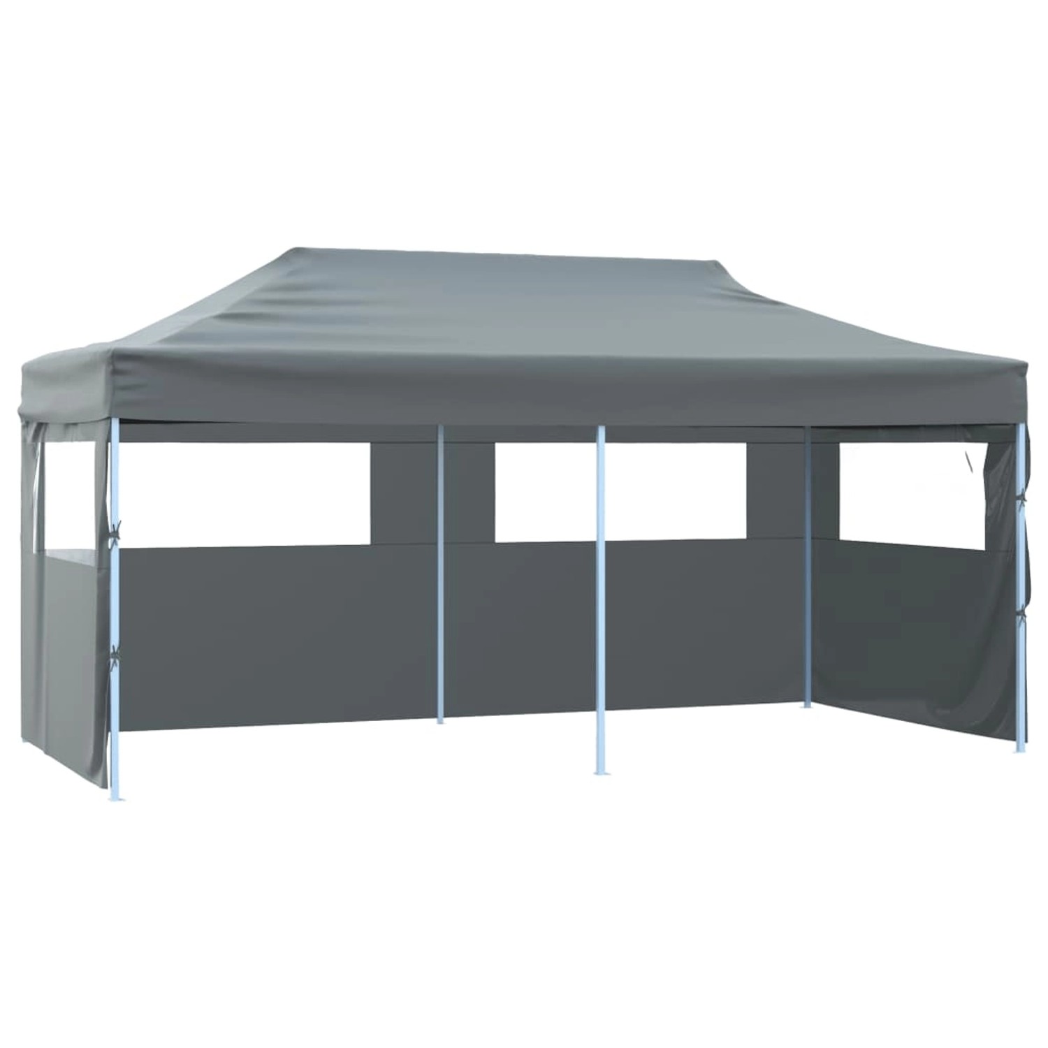 Anthrazitfarbenes vidaXL Falt-Partyzelts mit Seitenwänden, 3x6 m, ideal für Outdoor-Events.