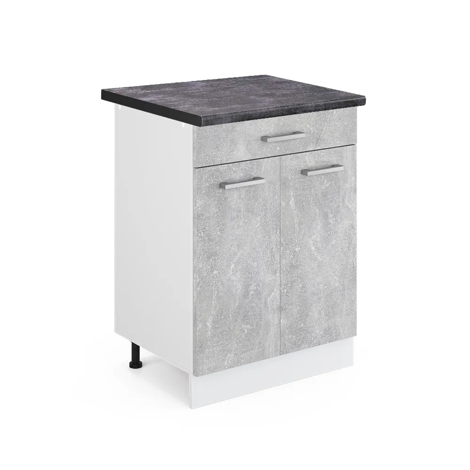 Vicco Küchenunterschrank R-Line Beton/Weiß 60 cm mit Schublade AP Anthrazit