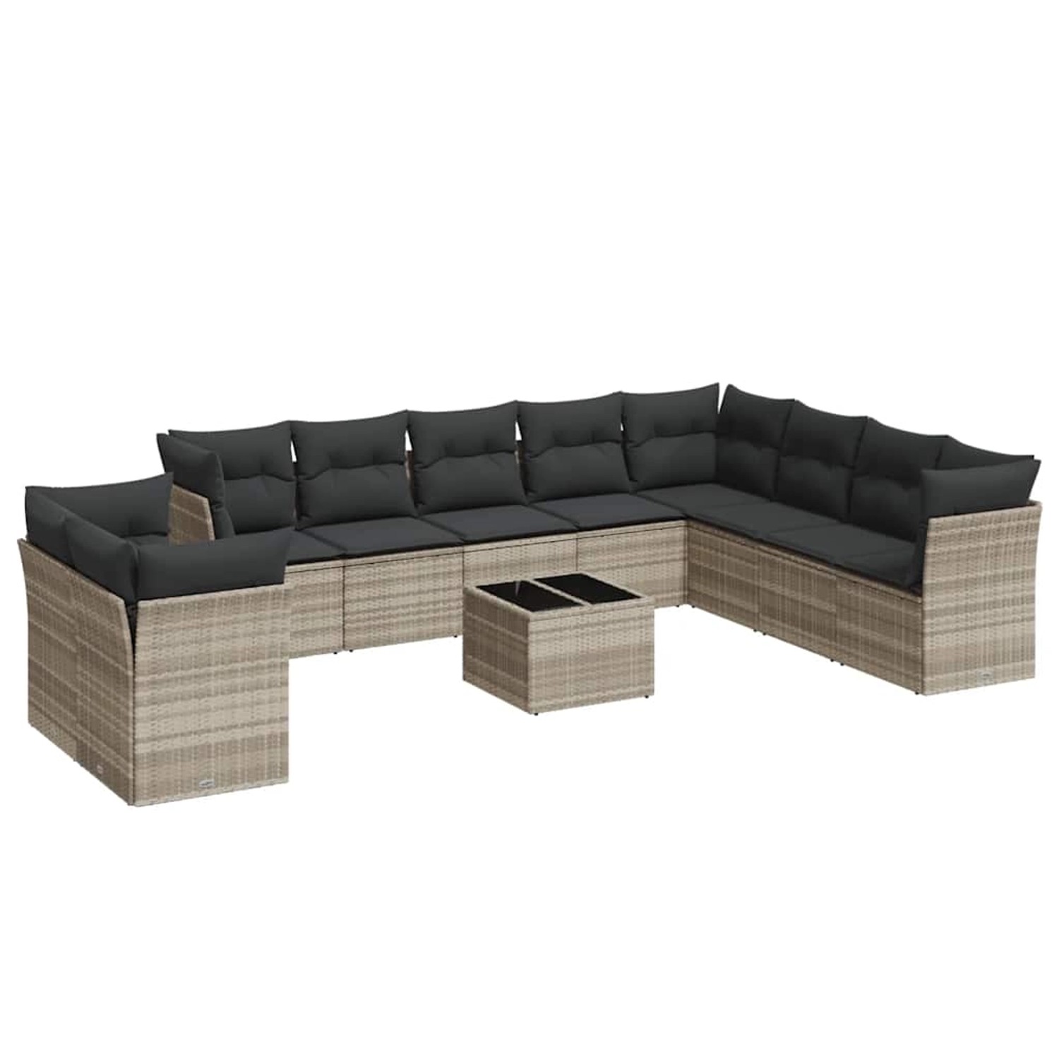 vidaXL 11-Tlg Garten-Sofagarnitur mit Kissen Hellgrau Poly Rattan 3217872 günstig online kaufen