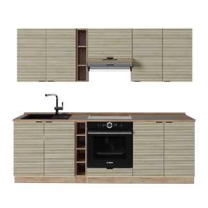 Vicco Fame-Line Küchenzeile in Eiche Paneel/Goldkraft Eiche, 235 cm breit.