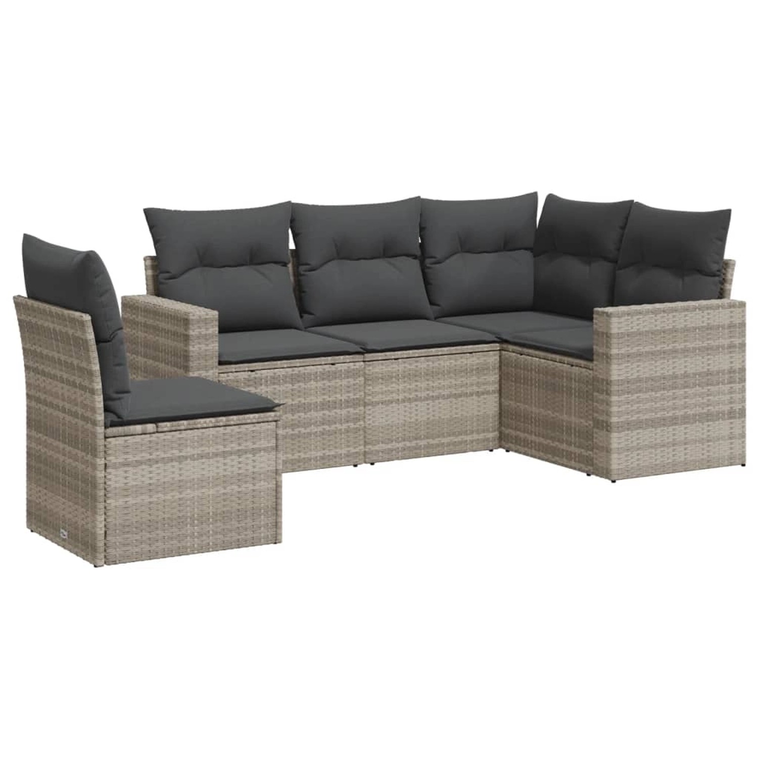 vidaXL 5-tlg Garten-Sofagarnitur mit Kissen Hellgrau Poly Rattan Modell 20 günstig online kaufen