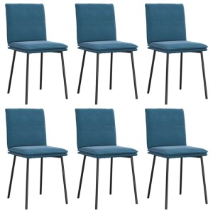 DELUKE Esszimmerstühle VERA 6er Set Blau Samt Polsterstühle Küchenstuhl Wohnzimmerstühle Essstühle Bequem