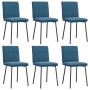 DELUKE Esszimmerstühle VERA 6er Set Blau Samt Polsterstühle Küchenstuhl Wohnzimmerstühle Essstühle Bequem