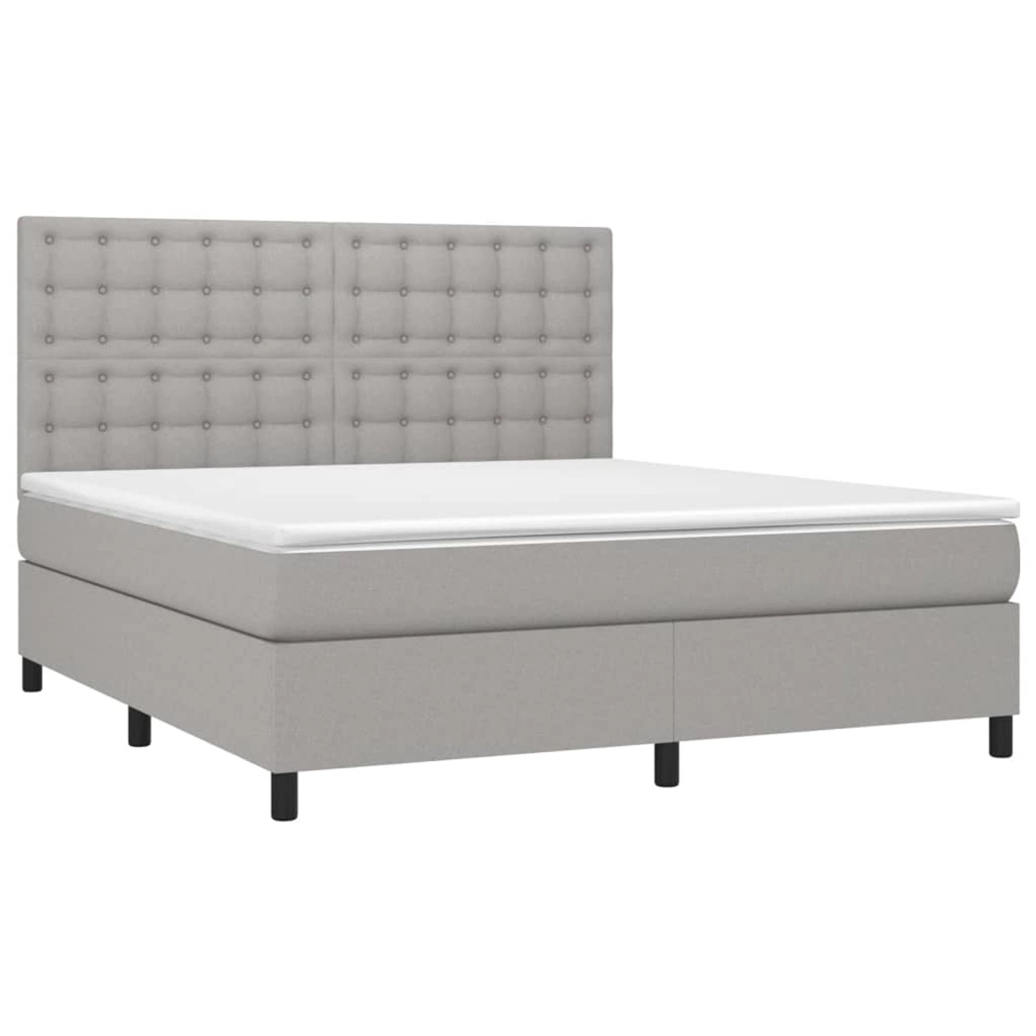vidaXL Boxspringbett mit Matratze & LED Hellgrau 180x200 cm Stoff 3135213 günstig online kaufen