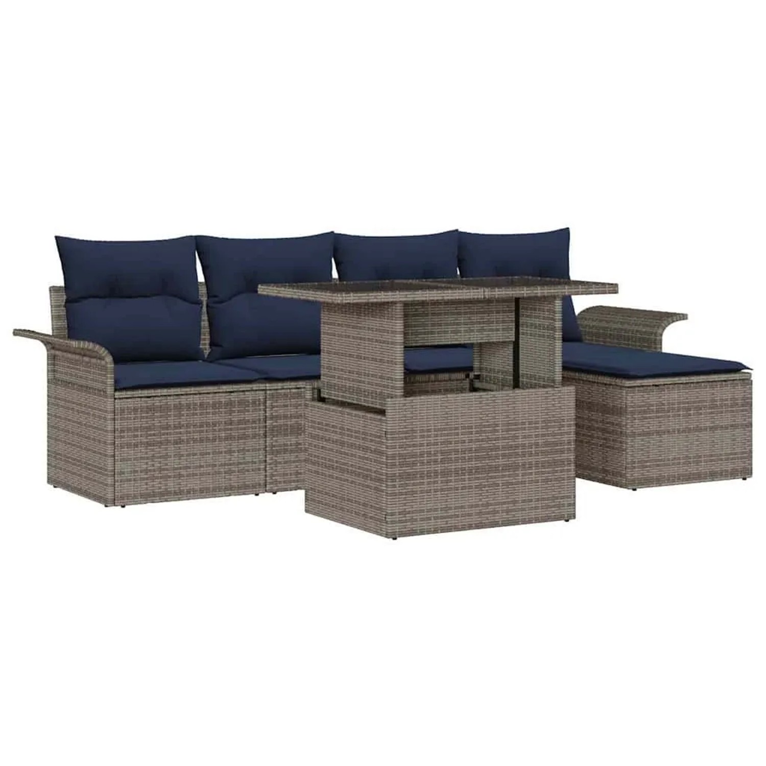 vidaXL Gartensofa-set mit Kissen 6 Stk Grau Poly-Rattan 3348271