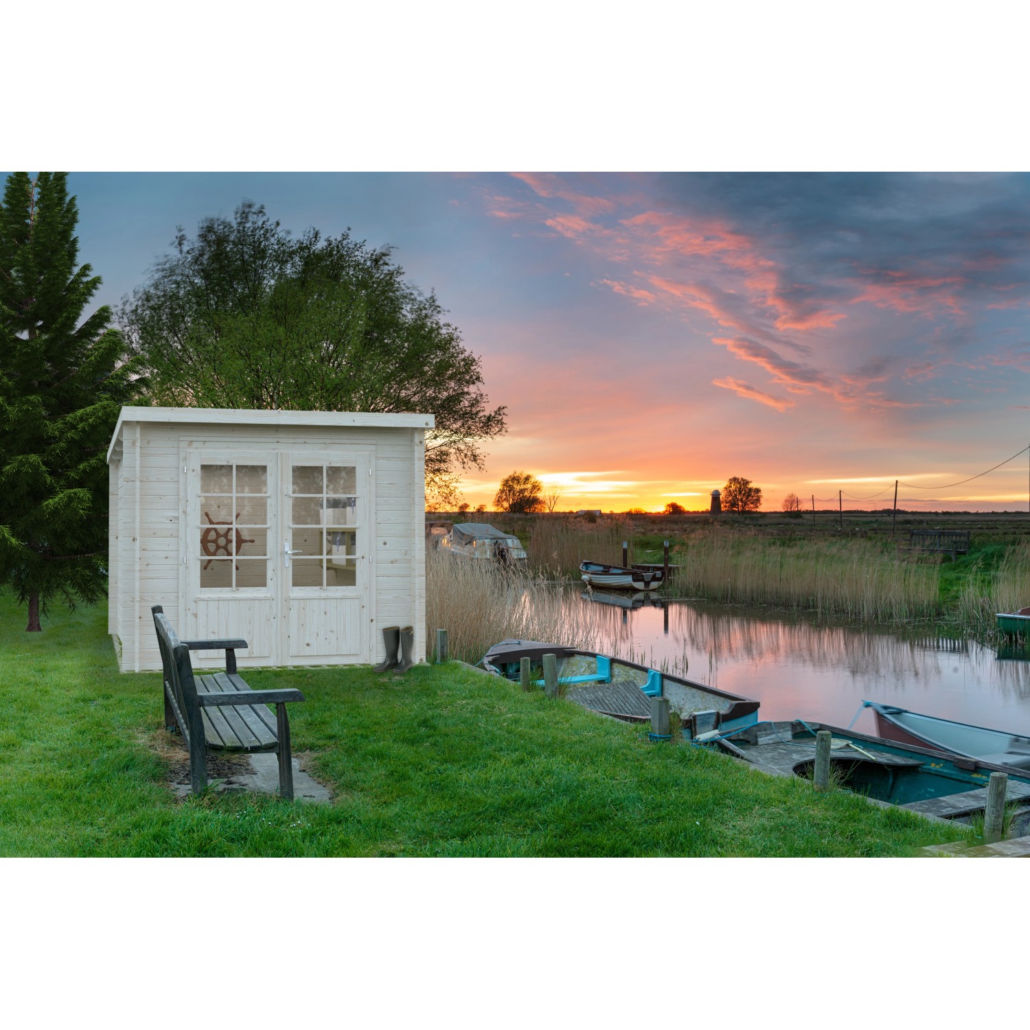 Palmako Gartenhaus Ella 240 x 300 cm Lackiert Dunkelgrau-Weiß FSC® günstig online kaufen